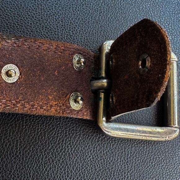 Ariat Mens Belt Brown Full Grain Leather Silver Buckle Size 38 - Picture 7 of 9